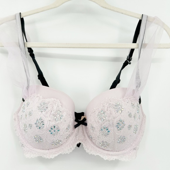 NWT Victorias Secret Coquette Dream Angels Embellished Lace Demi Bra 34D Bling - Picture 1 of 9